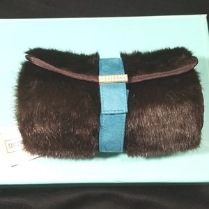 Stephanie Johnson Faux Fur Makeup Jewelry Travel Bag.